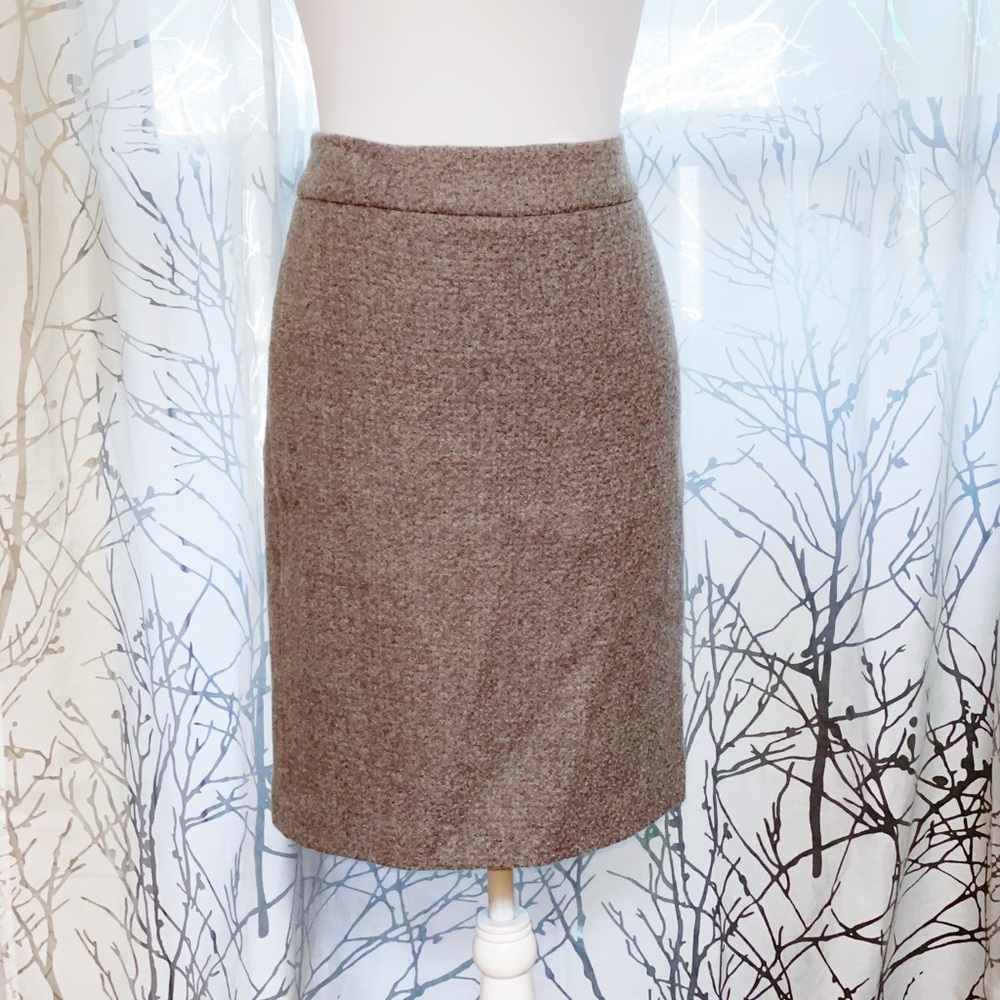 GIORGIO ARMANI COLLEZIONI brown gray wool high waisted midi pencil skirt